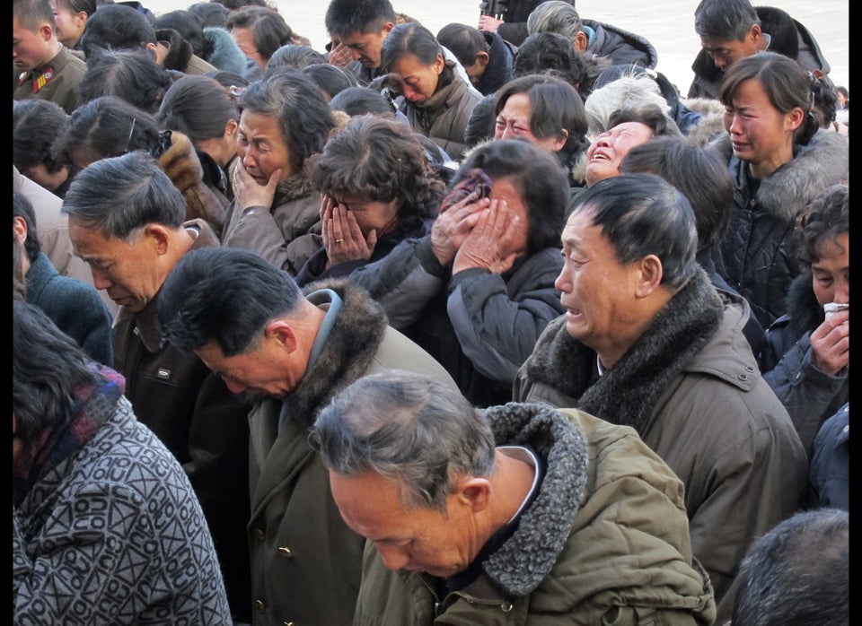 north korean people crying