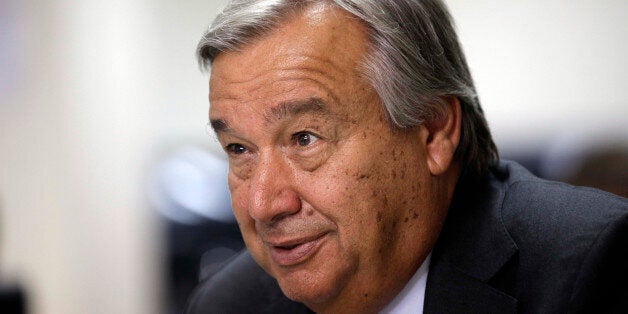 United Nations High Commissioner for Refugees AntÃ³nio Guterres speaks during an interview with the Associated Press in the heavily protected Green Zone in Baghdad, Iraq, Tuesday, Aug. 27, 2013. The head of the United Nations refugee agency is warning that Syria could be on the "verge of the abyss" as aid workers brace for a likely increase in the nearly 2 million refugees who have already fled the country's civil war. (AP Photo/ Khalid Mohammed)