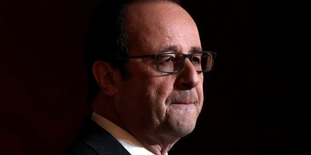French President Francois Hollande delivers a speech after awarding Olympic and Paralympic athletes the Legion of Honour (Le