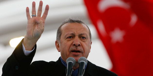 Turkish President Tayyip Erdogan makes a speech during the opening ceremony of Eurasia Tunnel in Istanbul, Turkey, December 20, 2016. REUTERS/Murad Sezer