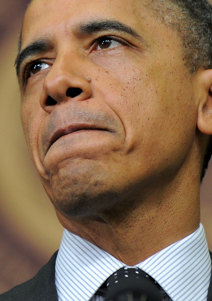 US President Barack Obama speaks on nuclear security, touching on subjects from terrorism to Iran and North Korea, during a speech at Hankuk University of Foreign Studies in Seoul on March 26, 2012. Obama and dozens of other world leaders will begin the 2012 Seoul Nuclear Security Summit on March 26 curbing the threat of nuclear terrorism, but North Korea's atomic plans will be in focus on the sidelines. AFP PHOTO / JEWEL SAMAD (Photo credit should read JEWEL SAMAD/AFP/Getty Images)