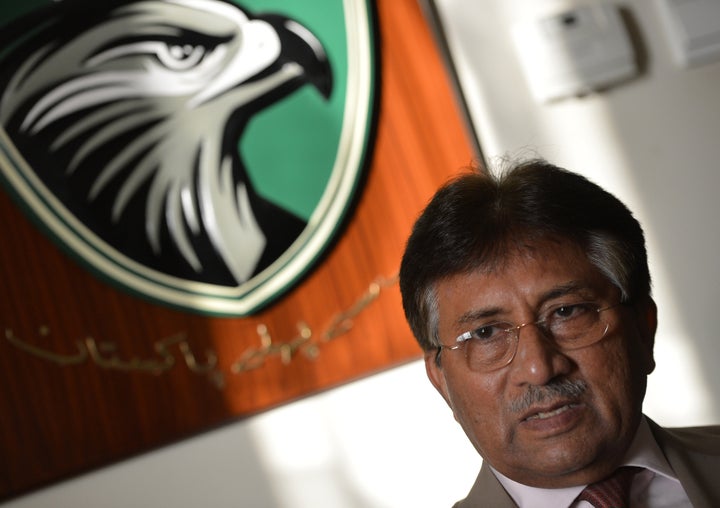 Pakistan's former military ruler Pervez Musharraf speaks during an interview with AFP at his residence in the Gulf emirate of Dubai on March 22, 2013. Musharraf said he would definitely return home on March 24 to contest historic elections in May and that he was prepared to risk any danger to his life. AFP PHOTO/AAMIR QURESHI (Photo credit should read AAMIR QURESHI/AFP/Getty Images)