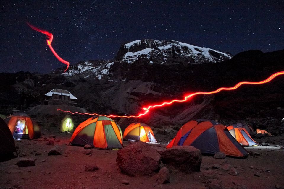 Barranco Camp at night, Kilimanjaro