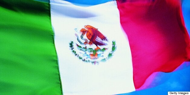 Closeup of flag of Mexico