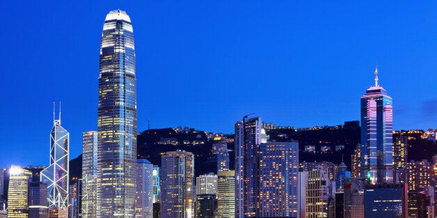 hong kong skyline at night