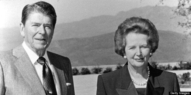 Ronald Reagan and Margaret Thatcher during Ronald Reagan Visits The Ronald Reagan Presidential Library at Ronald Reagan Presidential Library in Simi Valley, CA, United States. (Photo by Ron Galella/WireImage)