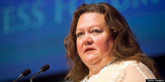 Gina Rinehart, chairwoman of Hancock Prospecting Pty., speaks at the Commonwealth Business Forum in Perth, Australia, on Wednesday, Oct. 26, 2011. Rinehart, the first woman to top Forbes Asia's list of Australia's richest people, said new Australian resource and energy projects are being hindered by a burdensome approvals process. Photographer: Ron D'Raine/Bloomberg via Getty Images 