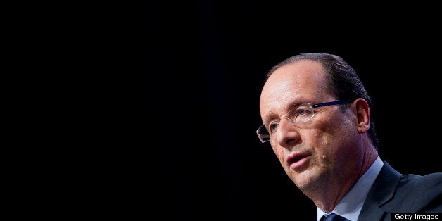 Francois Hollande, France's president, speaks during a news conference at the French Embassy in Washington, D.C., U.S., on Fr