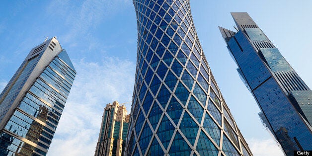huge office buildings at downtown doha, qatar.
