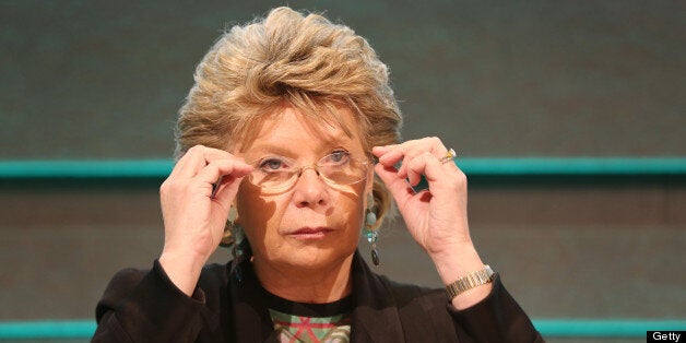 DUBLIN, IRELAND - JANUARY 18: In this handout image provided by Justin MacInnes, Viviane Reding, Vice President of the European Commission speaks at the press conference of the Informal Justice and Home Affairs Council meeting as part of Ireland's hosting of the EU Presidency at Dublin Castleon January 18, 2013, Dublin, Ireland. (Photo by Mac Innes Photography/Justin Mac Innes/via Getty Images)