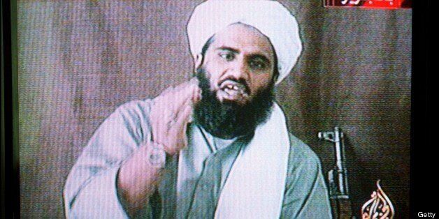 AFGHANISTAN - OCTOBER 10: Al Qaida spokesman Suleiman Abu Ghaith's TV address on Al Jazeera channel in Afghanistan on October 10, 2001. (Photo by 4899/Gamma-Rapho via Getty Images)