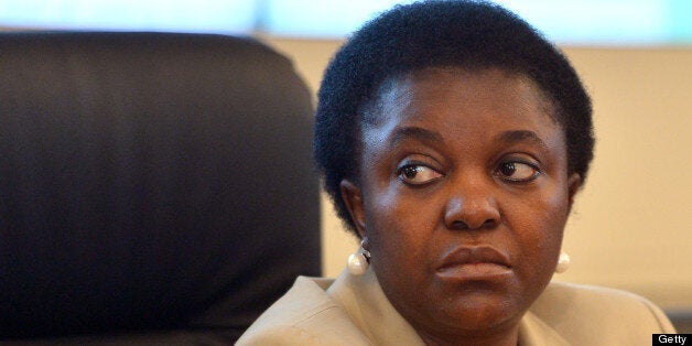 Integration Minister Cecile Kyenge reacts during a press conference on July 16, 2013 in Rome. Roberto Calderoli, a deputy spe