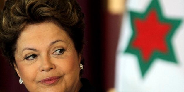 BRASILIA, BRAZIL - JANUARY 23: (BRAZIL OUT) Brazilian president Dilma Rousseff looks on during the ceremony for new ambassadors in Itamaraty on Januaty 23, 2013 in Brasilia, Brazil. (Photo by Gustavo Miranda/Globo via Getty Images)