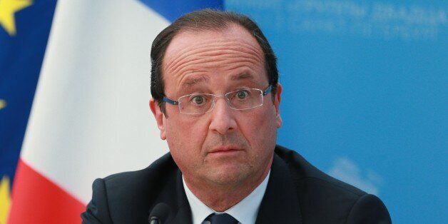 SAINT PETERSBURG, RUSSIA - SEPTEMBER 06: In this handout image provided by Host Photo Agency, French President Francois Hollande speaks during a press conference at the end of the G20 Leaders' Summit on September 6, 2013 in St. Petersburg, Russia. Leaders of the G20 nations made progress on tightening up on multinational company tax avoidance, but remain divided over the Syrian conflict during the final day of the Russian summit. (Photo by Anton Denisov/Host Photo Agency via Getty Images)