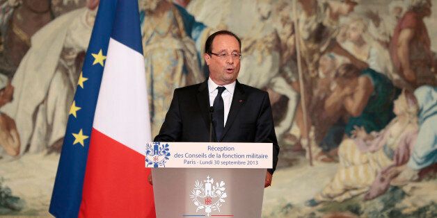 French President Francois Hollande delivers a speech during a reception in honour of members of the French army at the Elysee Palace in Paris on September 30, 2013. AFP PHOTO / POOL / JACQUES DEMARTHON (Photo credit should read JACQUES DEMARTHON/AFP/Getty Images)