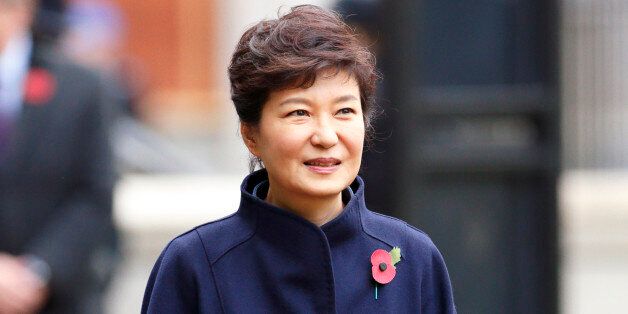 LONDON, UNITED KINGDOM - NOVEMBER 05: (EMBARGOED FOR PUBLICATION IN UK NEWSPAPERS UNTIL 48 HOURS AFTER CREATE DATE AND TIME) President of the Republic of Korea Park Geun-hye arrives to attend a ground breaking ceremony, with Prince William, Duke of Cambridge, at the proposed site of the new Korean war memorial in Victoria Embankment Gardens opposite the Ministry of Defence on November 5, 2013 in London, England. The President of the Republic of Korea Park Geun-hye is on a state visit to the UK from November 5-7. (Photo by Max Mumby/Indigo/Getty Images)