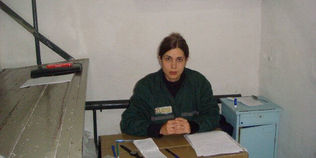 A picture taken on September 25, 2013 shows jailed Pussy Riot punk band member Nadezhda Tolokonnikova in a single confinement cell at her penal colony in the village of Partza. Russian prison authorities yesterday moved jailed Pussy Riot punk band member Nadezhda Tolokonnikova to the medical unit of her penal colony after her health worsened on the fifth day of a hunger strike. Tolokonnikova began a hunger strike on Monday at her penal colony in central Russia's central Mordovia region in protest at prisoners being forced to work excessive hours and being treated like 'slaves'. AFP PHOTO / ILYA SHABLINSKY (Photo credit should read ILYA SHABLINSKY/AFP/Getty Images)