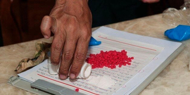 LAIZA, KACHIN STATE, MYANMAR - 2010/10/21: Heroin and methamphetamine ('yabaa') seized during a anti-narcotic operation in Laiza, the main town of the Kachin Independence Army (KIA). With its 6,000 troops, the KIA is one of the best organized and equipped armed ethnic groups in Burma (Myanmar). In 1994, the KIA signed a cease-fire agreement with the Burmese junta. In April 2009, in the perspective of the November 7, 2010 general elections, the government ordered to the cease-fire ethnic groups to transform themselves into Border Guard Forces. Some groups have accepted but the most powerful such as the KIA, feeling threatened in their existence, have refused. . (Photo by Thierry Falise/LightRocket via Getty Images)