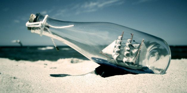bottle with ship inside lying...