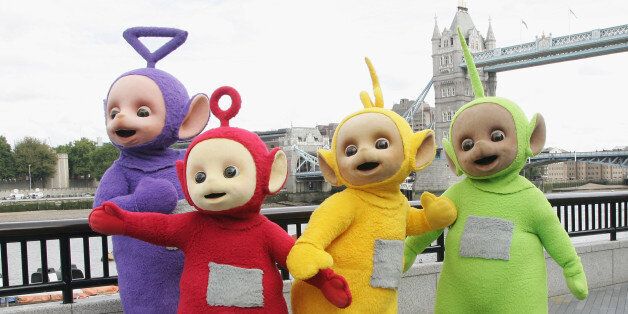 LONDON - SEPTEMBER 03: The Teletubbies pose at the Teletubbies 10th anniversary celebration September 3, 2007 in London,England. (Photo by Ferdaus Shamim/WireImage) *** Local Caption ***