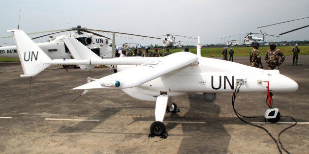 An Italian-made surveillance drone belonging to the UN's MONUSCO peacekeeping mission in the Democratic Republic of Congo wai