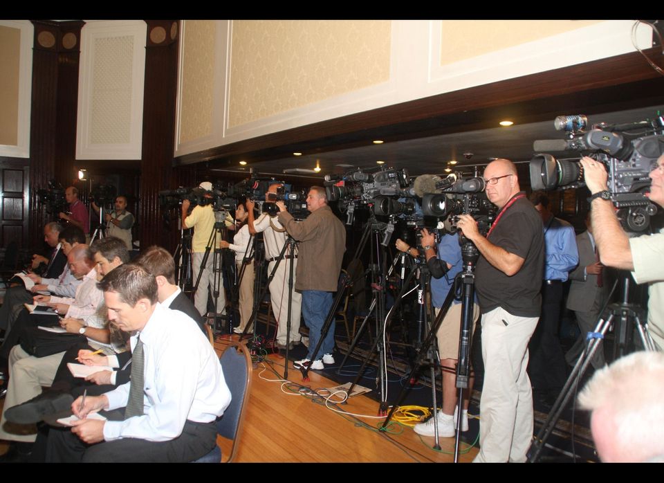 More than a dozen cameras at the 9 Septemebr 2010 press conference at the National Press Building 