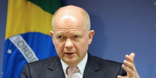 British Foreign Secretary William Hague speaks during a press conference offered along with Brazilian Foreign Minister Luiz A