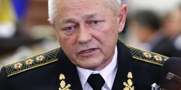 Ukraine's Defence Minister Igor Tenyukh speaks during the cabinet of the ministers sittings in Kiev on March 16, 2014. Crimea