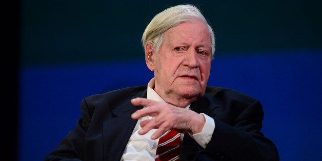 HAMBURG, GERMANY - JANUARY 19: Former West German Chancellor Helmut Schmidt attends a celebration hosted by Die Zeit newspaper on the occasion of Schmidt's 95th birthday at the Thalia theater on January 19, 2014 in Hamburg, Germany. Schmidt, a Social Democrat (SPD), was Chancellor of West Germany from 1974 to 1982. (Photo by Patrick Lux/Getty Images)