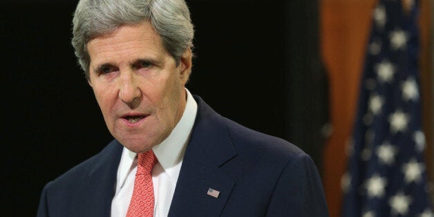 WASHINGTON, DC - APRIL 24: U.S. Secretary of State John Kerry makes a statement on Ukraine at the briefing room of the State Department April 24, 2014 in Washington, DC. Kerry spoke on the current situation in Ukraine and said that the window for Russia to change course is closing. (Photo by Alex Wong/Getty Images)