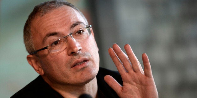 DONETSK, UKRAINE - APRIL 27: Mikhail Khodorkovsky, a Russian businessman and former oligarch, holds a press conference on April 27, 2014 in Donetsk, Ukraine. (Photo by Burak Akbulut/Anadolu Agency/Getty Images)