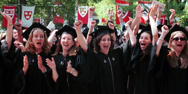 370735 04: Harvard University graduates celebrate June 8, 2000 after receiving degrees during commencement exercises at Harvard University in Cambridge MA. (Photo by Darren McCollester/Newsmakers)