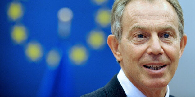 Former British premier Tony Blair, who is the special envoy for the Middle East Quartet of the EU delivers a speech during a press conference after his working session with EU foreign ministers at the EU Commission on March 22, 2010 in Brussels. EU foreign ministers called for a total freeze on Jewish settlement building in the Palestinian territories, as Israeli foreign minister Avigdor Lieberman visited Brussels.AFP PHOTO GEORGES GOBET (Photo credit should read GEORGES GOBET/AFP/Getty Images)