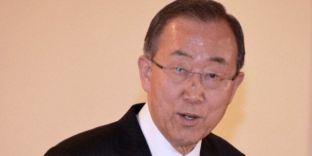 United Nations Secretary General Ban Ki-moon speaks during a press conference at the Foreign Ministry in San Jose on July 30, 2014. Ban condemned an Israeli strike on a Gaza school that killed 16 people as 'unjustifiable' Wednesday, calling for those responsible to be held to account. AFP PHOTO/EzequielBECERRA. (Photo credit should read EZEQUIEL BECERRA/AFP/Getty Images)