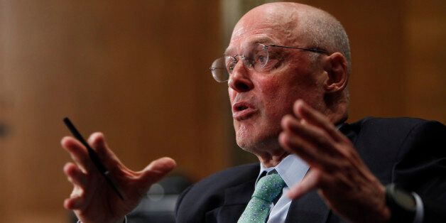 Former Treasury Secretary Henry Paulson testifies on Capitol Hill in Washington,Thursday, May 6, 2010, before the Financial Inquiry Crisis Commission.(AP Photo/Pablo Martinez Monsivais)