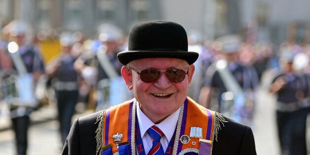 EDINBURGH, SCOTLAND - SEPTEMBER 13: Orangemen and women march during a pro union parade, less than a week before voters go t