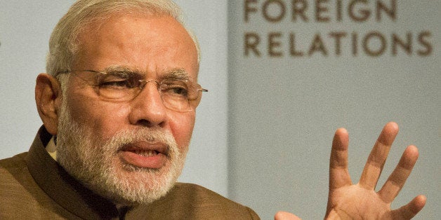 India's Prime Minister Narendra Modi speaks during a keynote speech at the Council on Foreign Relations, Monday, Sept. 29, 20