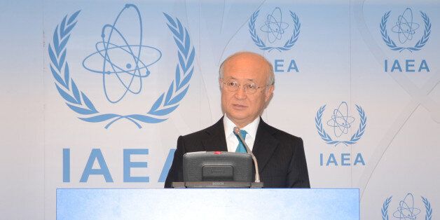 VIENNA, AUSTRIA - JUNE 02 : Director General of the International Atomic Energy Agency (IAEA) Yukiya Amano speaks during a press conference after a meeting of the IAEA board of governors in Vienna, Austria on June 2, 2014. Yukiya Amano, called on Tehran to allow inspectors to monitor the activities in the Parchin nuclear plant, in the north of the country. (Photo by Hasan Tosun/Anadolu Agency/Getty Images)