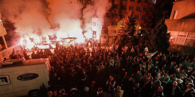 SARAJEVO, BOSNIA AND HERZEGOVINA - OCTOBER 12: Bosnian people celebrate the victory of Candidate and Deputy Chairman of cons