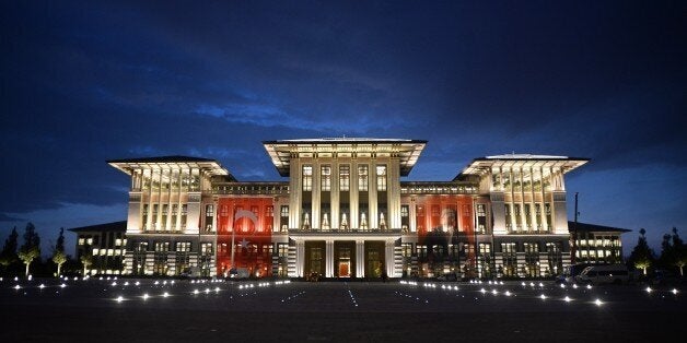 ANKARA, TURKEY - OCTOBER 28: A general view of Turkey's new Presidential Palace, built inside Ataturk Forest Farm and going to be used for Turkey's 91st Republic Day Reception for the first time which is going to be hosted by Turkish President Recep Tayyip Erdogan and his wife Emine Erdogan on October 29, is seen in Ankara, Turkey on October 28, 2014. (Photo by Volkan Furuncu/Anadolu Agency/Getty Images)