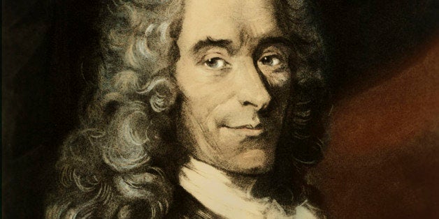 Voltaire (Francois-Marie Arouet) - portrait of French writer and author of Candide, Zadig, Micromegas, Philosphical Dictionary. 1694 -30 May 1778. Enlightenment - Century of Light (SiÃ¨cle des LumiÃ¨res) - Humanism. (Photo by Culture Club/Getty Images) *** Local Caption ***