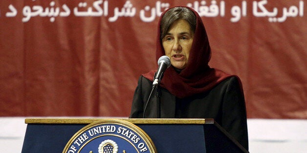 Afghan president's first lady Rula Ghani speaks during an event for the Afghan Women's Empowerment Grants Program in Kabul, Afghanistan, Saturday, Nov. 8, 2014. The program initiated by the U.S. government and funded by the United States Agency for International Development (USAID) will help 75,000 young Afghan women become leaders in their fields over the course of the five-year program, according to USAID. It provides $216 million to promote, with other donors it hopes contributing an additional $200 million. (AP Photo/Rahmat Gul)