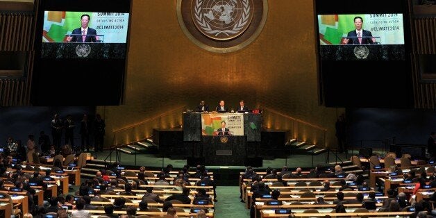 Chinese Vice Premier Zhang Gaoli speaks during the opening session of the Climate Change Summit at the United Nations in New York September 23, 2014, in New York. The Summit precedes the 69th Session of the UN General Assembly which will convene Tuesday at the UN Headquarters in New York. AFP PHOTO / Timothy A. CLARY (Photo credit should read TIMOTHY A. CLARY/AFP/Getty Images)