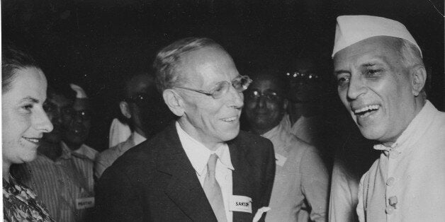 The Hon. Pandit Jawaharlal Nehru, Indian premier, and Sir George Sansom, acting chairman of the Institute of Pacific Relation