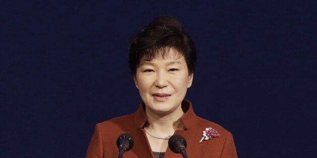 South Korea's President Park Geun-hye speaks during the opening ceremony of the CEO Summit at the venue of the ASEAN-Republic of Korea Commemorative Summit in Busan on December 11, 2014. Leaders from a group of 10 Southeast Asian countries are in Busan to attend a two-day special summit to be hosted by South Korean President Park Geun-Hye. AFP PHOTO / POOL / Ahn Young-joon (Photo credit should read AHN YOUNG-JOON/AFP/Getty Images)