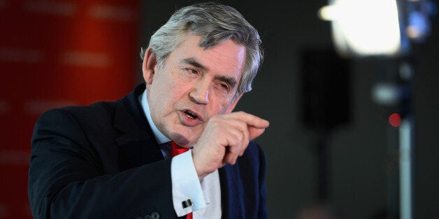 EDINBURGH, SCOTLAND - FEBRUARY 02: Former UK Prime Minister Gordon Brown joins Scottish Labour leader Jim Murphy as they outlined their welfare powers for Scotland on February 2, 2015 in Edinburgh,Scotland. They announced in an address to Labour partry supporters that they would build upon the vow which was signed by the main Westminster parties two days before the Scottish independence referendum. (Photo by Jeff J Mitchell/Getty Images)