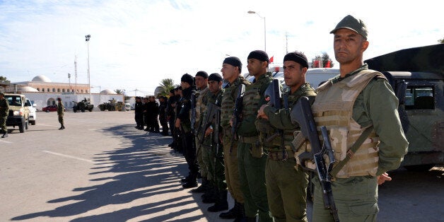 MEDENINE, TUNISIA - DECEMBER 07: Tunisian security forces take security measures near Raj Jedir border crossing on the Tunis