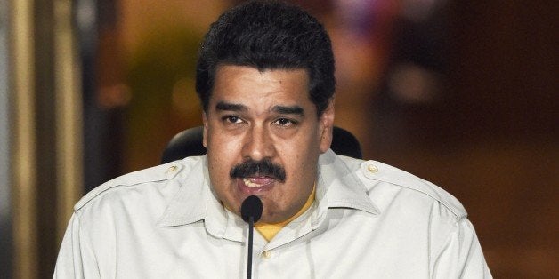 Venenzuelan President Nicolas Maduro speaks during a television broadcast in Caracas on February 19, 2015. Venezuela's intelligence service arrested on Thursday the mayor of Caracas, Antonio Ledezma, his wife and opposition figures said, in what appears to be the latest crackdown on dissent. AFP PHOTO/JUAN BARRETO (Photo credit should read JUAN BARRETO/AFP/Getty Images)