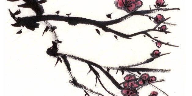 Chinese painting, blossom on paper.