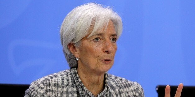 BERLIN, GERMANY - MARCH 11: Managing Director (MD) of the International Monetary Fund (IMF) Christine Lagarde attends a press conference after a meeting with German Chancellor Angele Merkel (not seen) at the German federal Chancellery on March 11, 2015 in Berlin, Germany. (Photo by Mehmet Kaman/Anadolu Agency/Getty Images)